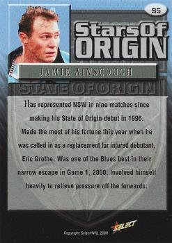 2000 Select - Stars Of Origin #S5 Jamie Ainscough Back